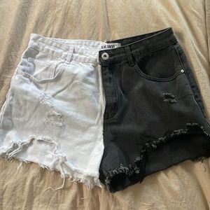 Black and white Jean Shorts, worn once.